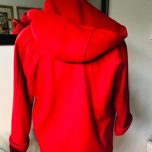 Red Wool Hood Coat - Picture 4 of 5